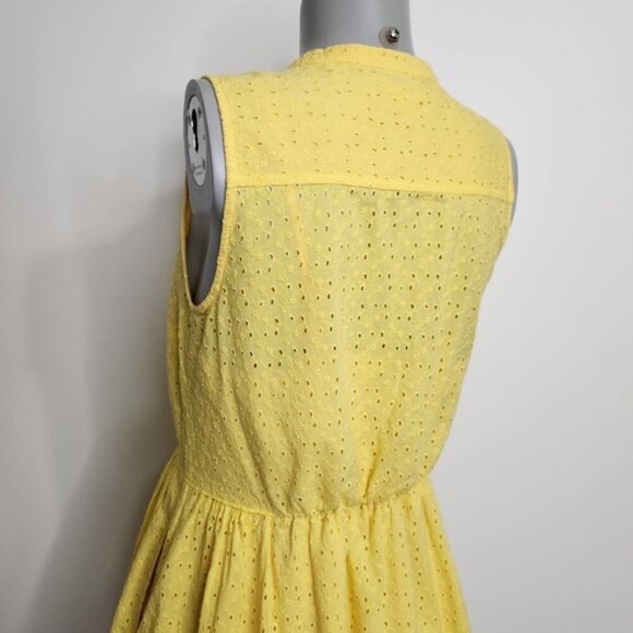 SOLD 🌟 J. Crew Yellow Eyelet Sleeveless Fit and Flair Shirtdress Size 4 - Picture 7 of 16